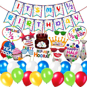 Party Propz Half Birthday Decoration Combo - 43Pcs Items Set For Half Year Birthday Decorations - 1/2 Birthday Decorations For -6 Month Birthday Decoration- Half Way To One