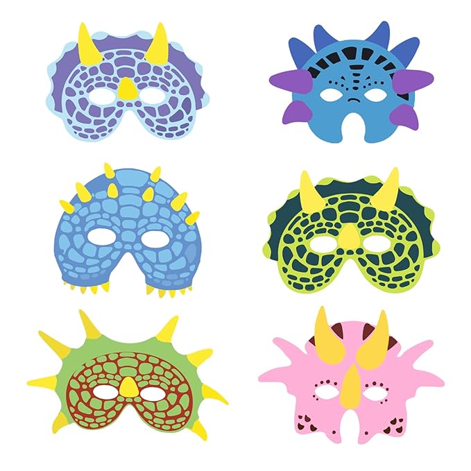 Party PropzTM Dinosaur Mask Pack of 8 Pieces / Dinosaur Supplies / Dinosaur Decoration / Dinosaur Birthday Supplies / Dinosaur Birthday Decoration