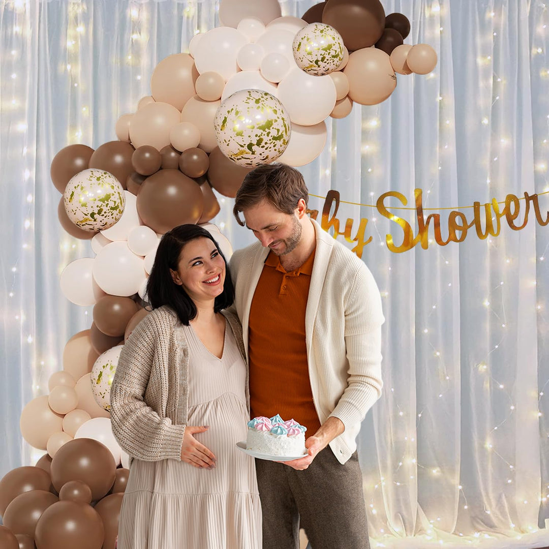 Party Propz Baby Shower Decoration Items - 44Pcs Baby Shower Decorations | Mom To Be Decoration Items Set | Baby Shower Banner (Cardstock) | With Pastel Balloons, White Net Curtains and Led Light