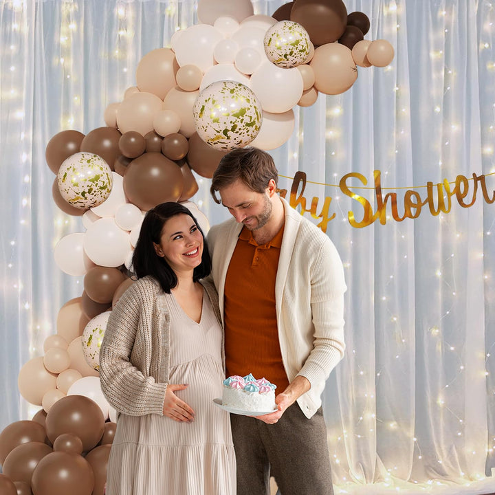 Party Propz Baby Shower Decoration Items - 44Pcs Baby Shower Decorations | Mom To Be Decoration Items Set | Baby Shower Banner (Cardstock) | With Pastel Balloons, White Net Curtains and Led Light