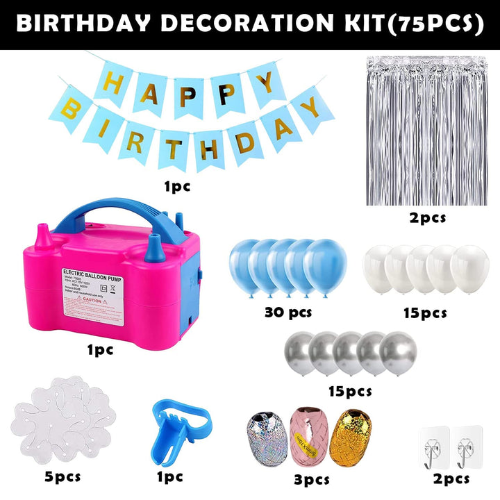 Party Propz Balloons Pump Balloon Pump Kit with Foil Curtains Metallic Backdrop Handle Strip Balloon Decorating Strip Kit Baby Blue Balloons Electric Balloon Pump for Party Decoration Rose