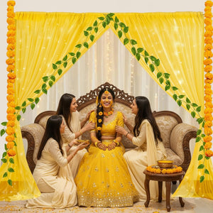 Pooja Backdrop Decoration Cloth - 11 Pcs Haldi, Wedding, Pooja Backdrop