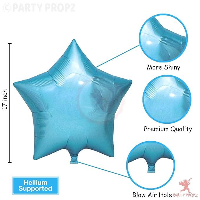 Party Propz 5Pcs 18" Light Star Foil Balloons for Birthday Decoration Items for s Or s/1st Birthday Decoration/Baby Shower Blue