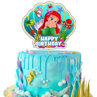 Party Propz Purple Mermaid Theme Cake Topper - Mermaid Theme Birthday Decorations | Happy Birthday Cake Topper | Mermaid Cake Topper | Birthday Decoration Items for Girl | Cake Toppers For Cake Decoration