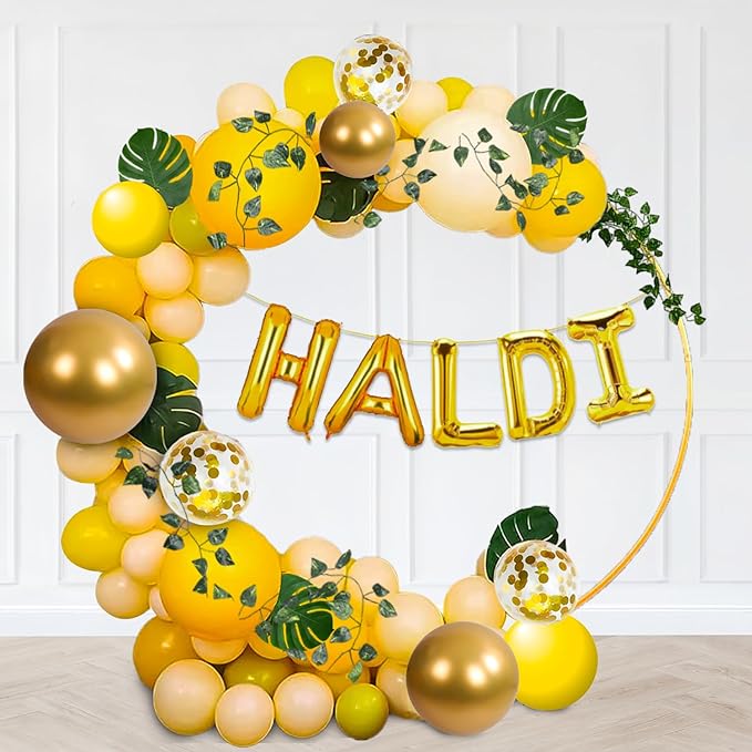 Party Propz Haldi Decoration Items For Marriage -65Pcs Haldi Ceremony Decoration|Haldi/Bachelorette Party Backdrop Decoration|Haldi Mehndi Decoration Items For Marriage|Haldi Balloon Decoration