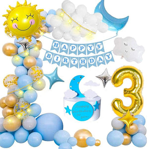 Party Propz 3rd Birthday Decoration Items For Boys - 99Pcs Third Birthday Decoration - 3rd Birthday Party Decorations,Birthday Decorations kit for Boys 3rd birthday/ Baby Birthday Decoration Items 3 Year / Birthday Decorations kit