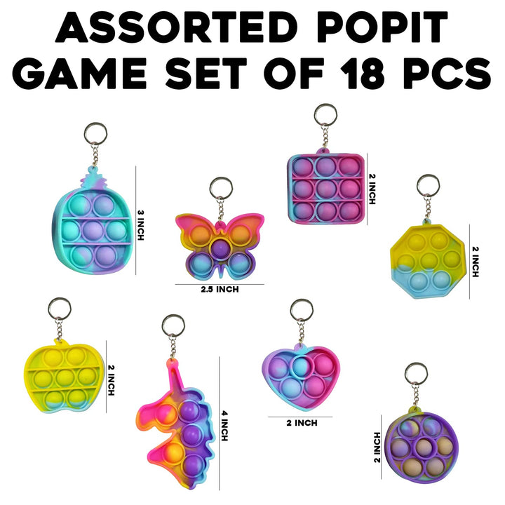 Party Propz Pop It Pop Keychain - Return Gifts for Birthday Party for Kids | Pop it Keychain Fidget Toys for Kids | Stress Relief Bubble Key Ring for Kids and Adults | Pop it Key ring