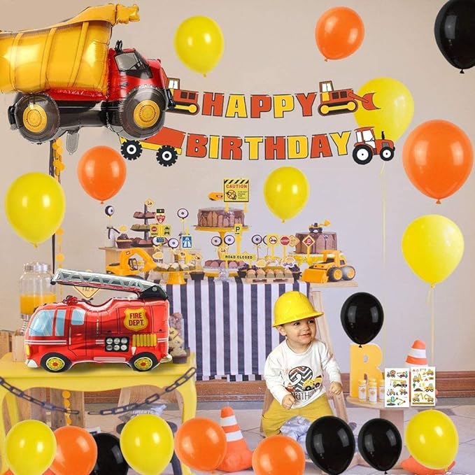 Party Propz Construction Theme Birthday Decoration - 44Pcs,Jcb Theme Birthday Party Decorations|Truck Theme Birthday Party Decorations|Vehicle Theme Birthday Decorations For Boys
