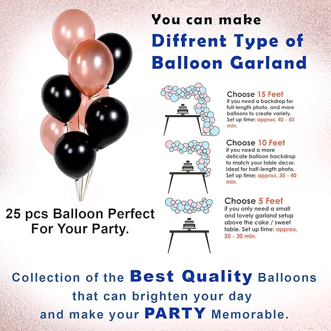 Party Propz 18th Birthday Decorations For Girls - 38 Items Combo Set Rose Gold & Black - 18th birthday decorations / Birthday Balloons for 18th/ Happy Birthday Decoration Set For Girls / 18 Years