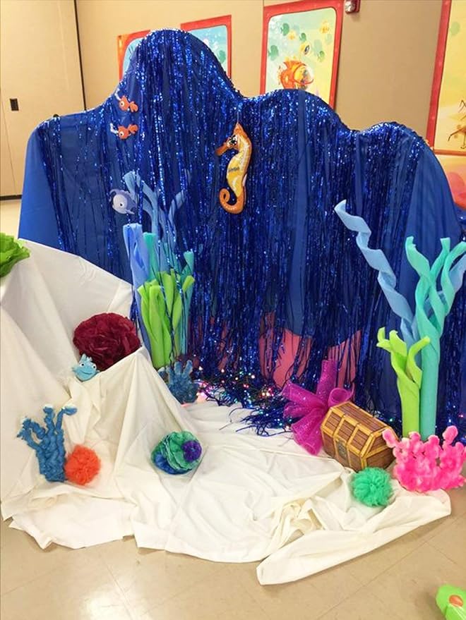 Party Propz Blue Foil Curtain 2 Pc for Boys Birthday Decoration Or Birthday Decoration Items