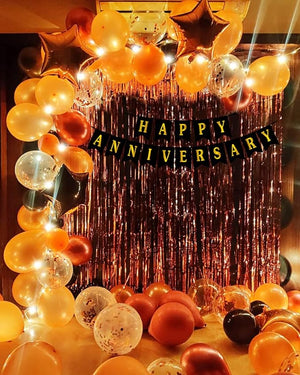 Party Propz Happy Anniversary Decoration Items Kit - 63Pcs Rose Gold Wedding Anniversary Decoration Items|Happy Anniversary Banner|Anniversary Decoration For Couple,Boyfriend,Husband,Wife,Girlfriend