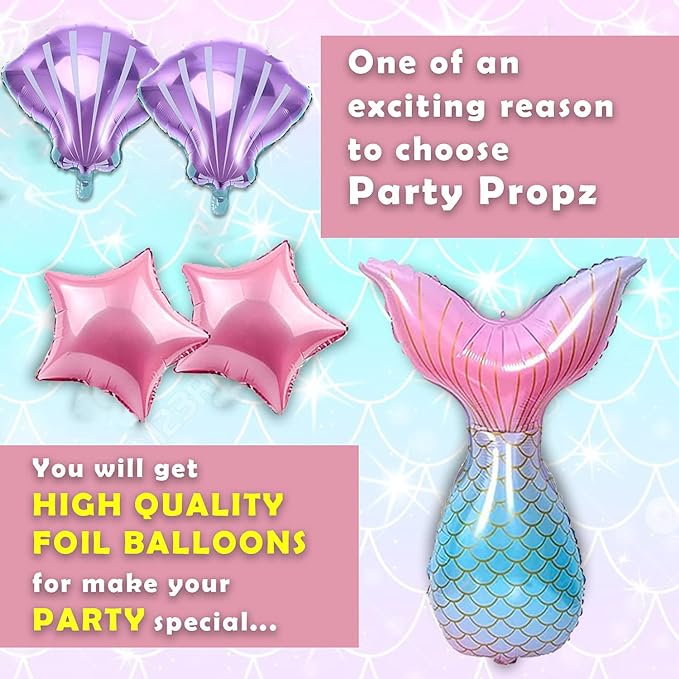 Party Propz Mermaid Theme Birthday Decorations - Cute 51 pcs Birthday Decoration Items For Girl | Mermaid Theme Birthday Foil Balloon | Mermaid Balloons for Birthday Decoration