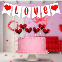 Party Propz Birthday Decoration Items - Set of 7 Pcs Heart Shaped Cake Topper | Love Banner For Girlfriend | Birthday Decoration Items For Girl | Anniversary Decoration Items | Birthday Decoration