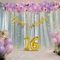 16th Birthday Decoration Kit – 80 Pcs Butterfly Theme Birthday Decor with Pastel Balloons