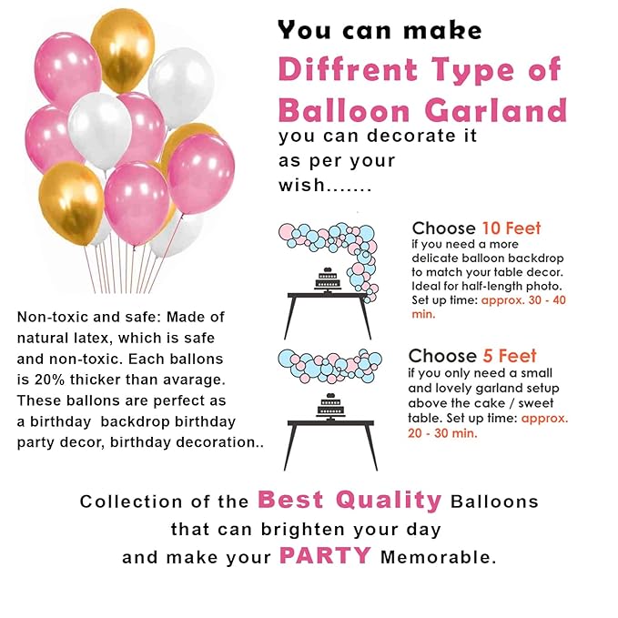 Party Propz 1st Birthday Decoration for Girls - Pink Happy Birthday Banner (cardstock), 1 Foil Balloons For Birthday, Metallic Balloons, Foil Curtains For First Birthday Decorations Girl