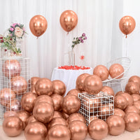 Rose Gold Chrome Balloons Set of 25 – Metallic Balloons for Birthday & Party Decor