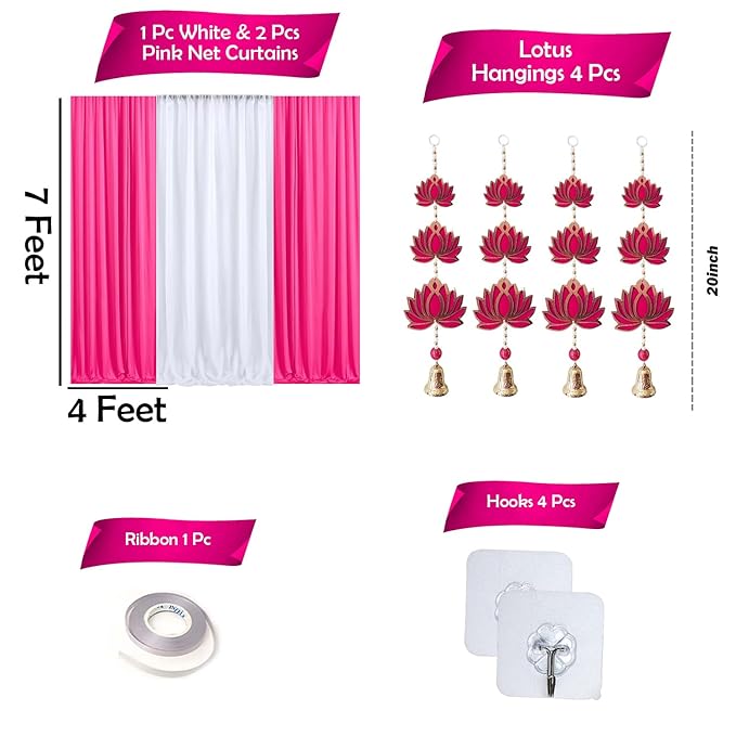 Party Propz haldi Decoration Items -Set of 12pcs Backdrop Cloth for Decoration | Sangeet Ceremony Decoration | Haldi Ceremony Decoration | Backdrop for Pooja Decoration | Net Curtains for Decoration