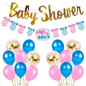 Party Propz Baby Shower Decoration Items - Combo Of 50 Pcs Mom To Be Dad To Be | Baby Shower Banner | Baby Shower Balloons | Baby Shower Party Decoration | Mom To Be Sash For Baby Shower