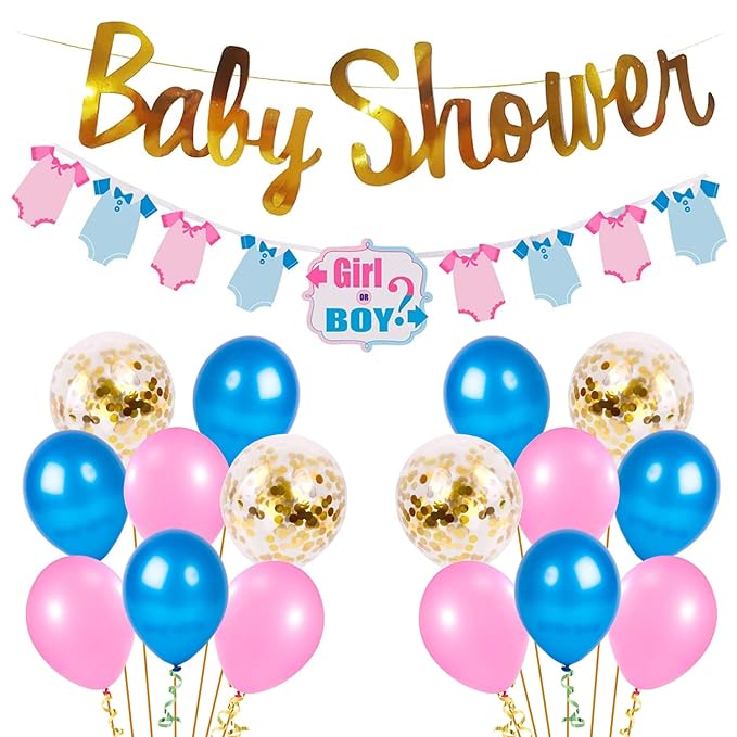 Party Propz Baby Shower Decoration Items - Combo Of 50 Pcs Mom To Be Dad To Be | Baby Shower Banner | Baby Shower Balloons | Baby Shower Party Decoration | Mom To Be Sash For Baby Shower