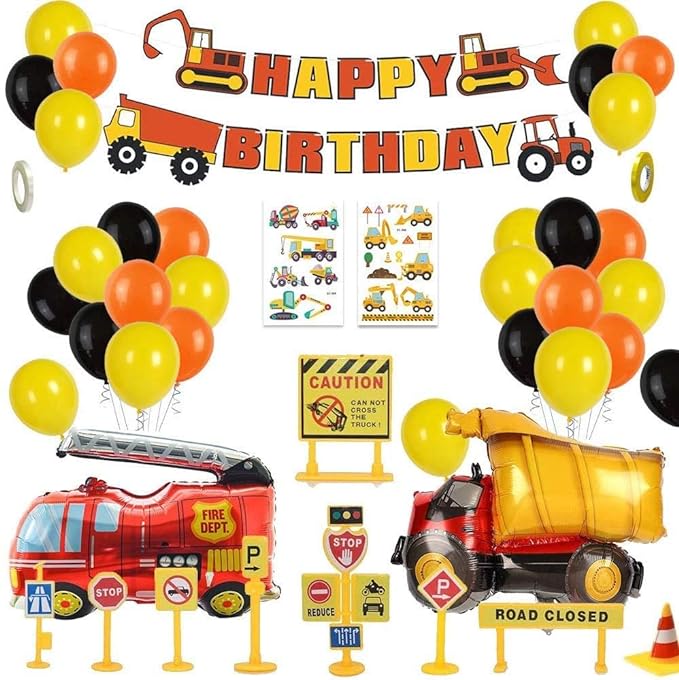 Party Propz Construction Theme Birthday Decoration - 44Pcs,Jcb Theme Birthday Party Decorations|Truck Theme Birthday Party Decorations|Vehicle Theme Birthday Decorations For Boys