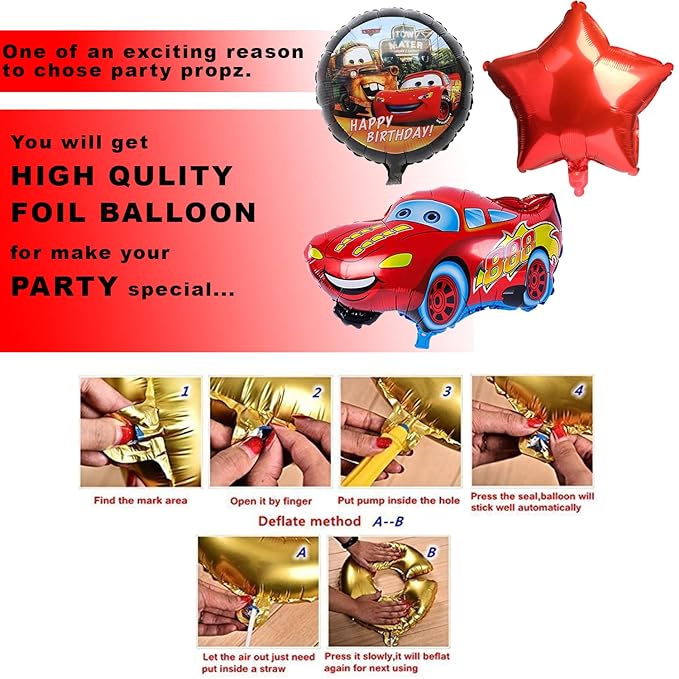 PARTY PROPZ THEME CAR THEME FOIL BALLOON BOUQUET SET OF 5/ CAR PARTY DECORATION/CAR PARTY SUPPLLY