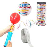 Party Propz Rubber 3-In-1 Balloon Pump Combo - 1Pc Premium Hand Balloon Inflating Air Pump,1 Pc Birthday Curling Ribbons Balloon Decoration Materials (90 Mts),1 Pc Balloon Glue Dot (3-In1 Combo Blue)