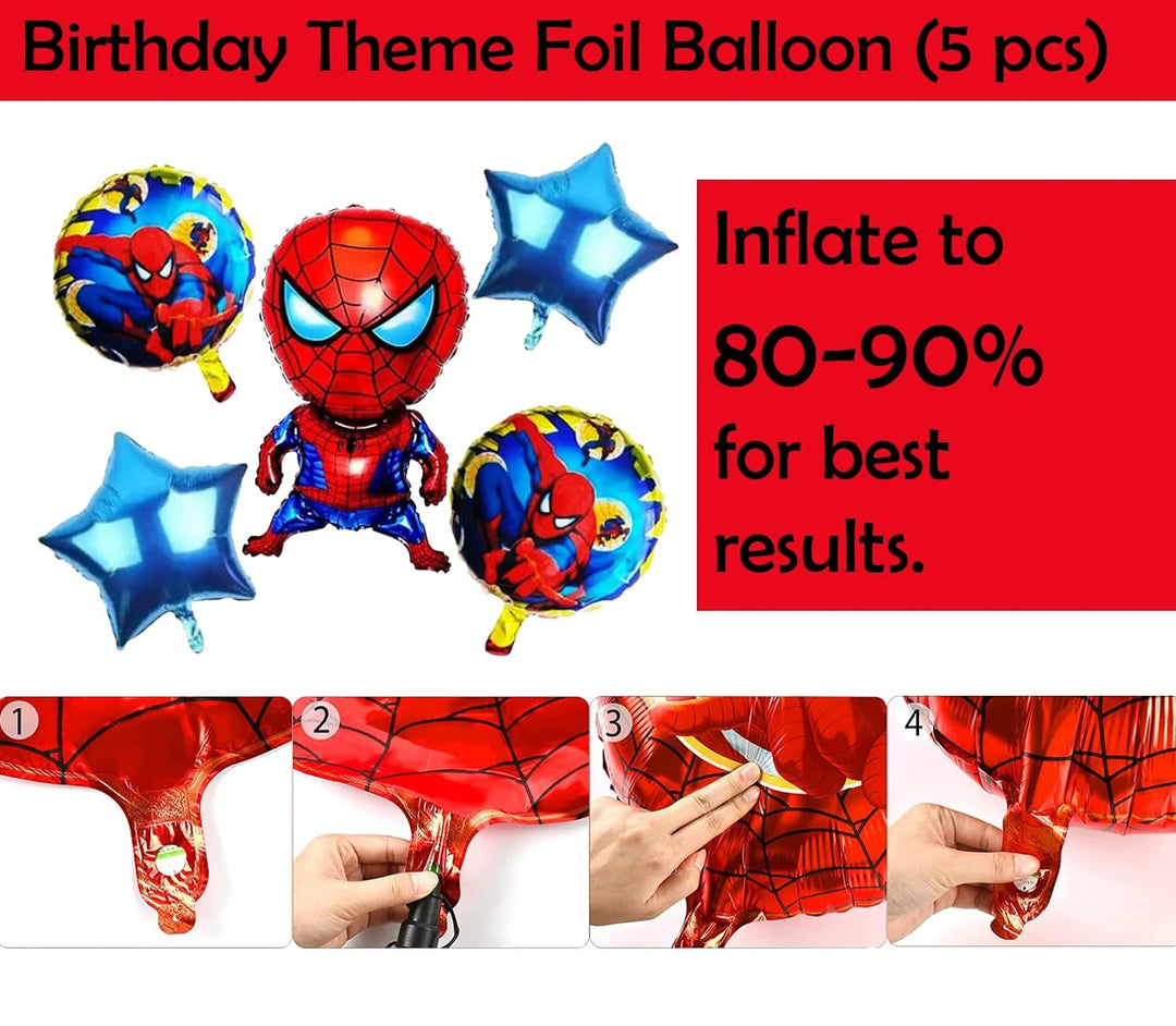 Party Propz Foil|Latex|Cardstock Colorful Birthday Decoration Items For Boy-Huge Pack Of 53|Birthday Decoration Kit For BoysKids Birthday Decoration Items|Red & Blue Balloons For Kids