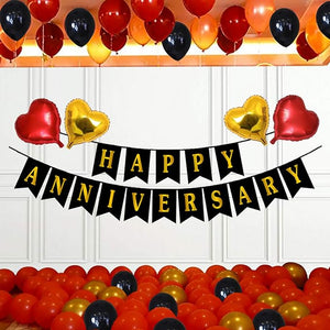 Party Propz Romantic Anniversary Decoration Items Kit - 50Pcs Happy Anniversary Balloons | Anniversary Balloons for Decoration | Happy Anniversary Decoration | Happy Anniversary Banner