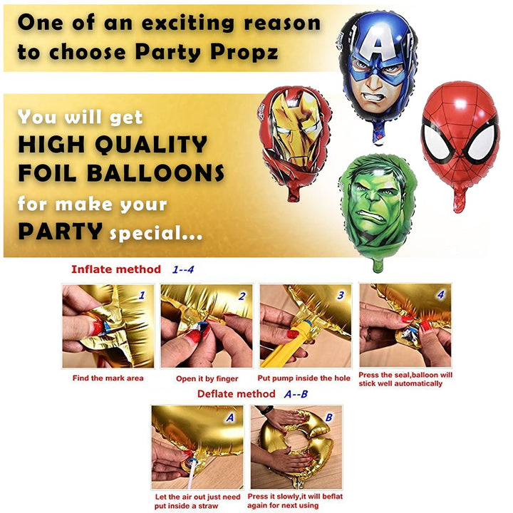 Party Propz Super Hero Theme Birthday Decoration combo Kit - 35pcs Including Super Hero Theme Happy Bithday Banner, Foil curtain, Super Hero Foil Balloons, Super Hero Theme Photobooth & 20pcs Balloons