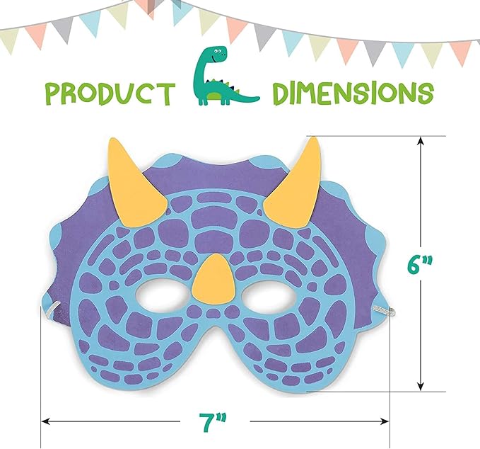 Party PropzTM Dinosaur Mask Pack of 8 Pieces / Dinosaur Supplies / Dinosaur Decoration / Dinosaur Birthday Supplies / Dinosaur Birthday Decoration