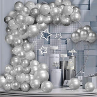 Party Propz Silver Balloons for Decoration - 50Pcs Silver Balloons