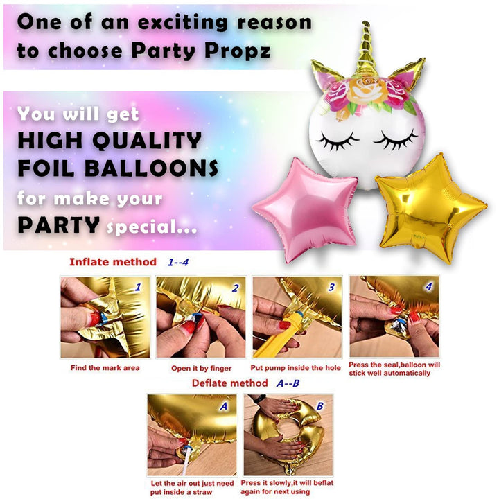 Party Propz Unicorn Theme Birthday Decorations Kit, Combo Of 61Pcs, For Happy Birthday Decoration, Unicorn Decoration Kit For Birthday Girls