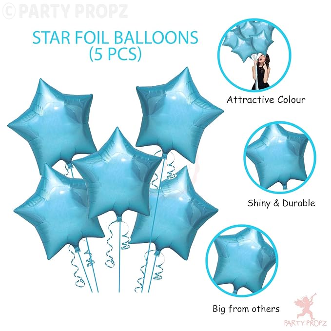 Party Propz 5Pcs 18" Light Star Foil Balloons for Birthday Decoration Items for s Or s/1st Birthday Decoration/Baby Shower Blue