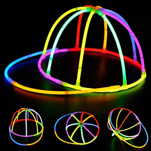 Party Propz Glow In The Dark Cap - 1 Set Glowing Cap | Glow Stick Light with Cap Connectors | Neon Bands For Party | Fluorescent Light For Party | Neon Party Accessories | Glow Bands For A Party