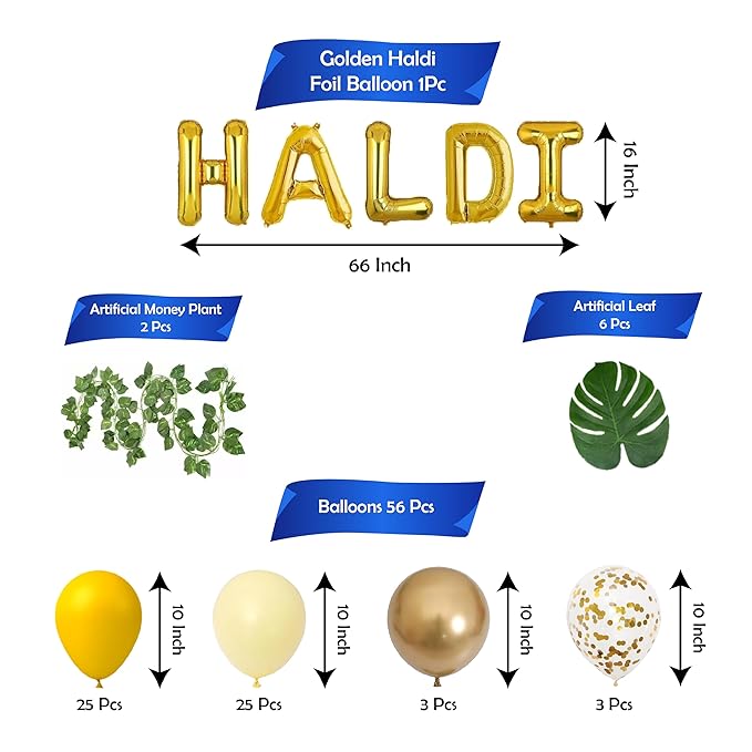 Party Propz Haldi Decoration Items For Marriage -65Pcs Haldi Ceremony Decoration|Haldi/Bachelorette Party Backdrop Decoration|Haldi Mehndi Decoration Items For Marriage|Haldi Balloon Decoration