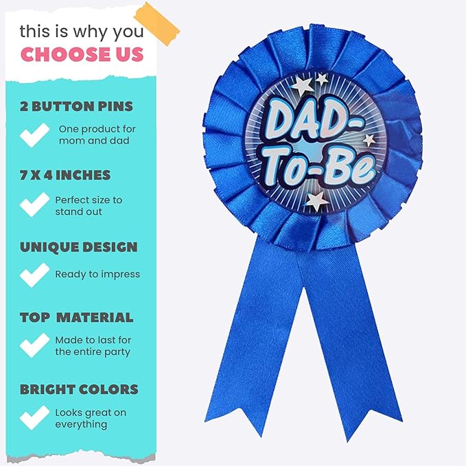 Party Propz Mom to Be Sash with Dad to Be Badge - 2pcs Baby Shower Decoration Items | Mom to Be Dad to Be Decoration Item | Dad to Be Badge for Baby Shower | Baby Shower Props for Photoshoot
