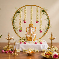 Golden Metal Ring Stand for Ganpati Decoration Setup for Home -1pc,