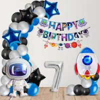 7th Birthday Decoration Kit for Boys-48pcs Happy Birthday Space Themed Decoration Kit