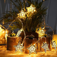 Party Propz Star Led Lights for Decoration- 14 Feet, 10 Led Star Light for Christmas Decoration | Xmas Lights for Decoration | Christmas Lights for Home Decor | Warm Metal Star Lights for Indoor