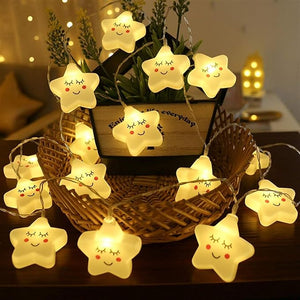 Party Propz Lights for Kids Room - 14 Feet, 10 Led, White Star Lights for Decor | Cute Lights for Room | Kids Room Decoration Items | Lights for Girls Room Decor | Cloud Fairy Lights | Serial Light