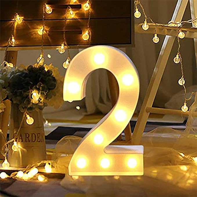 Party Propz Marquee Number Light Letters For Room Decor Lights - (2) Led Lights For Room Decoration - Asthetic Decorations Number Light For Room Decor Light/Kids Room Decor Items For Number Lights