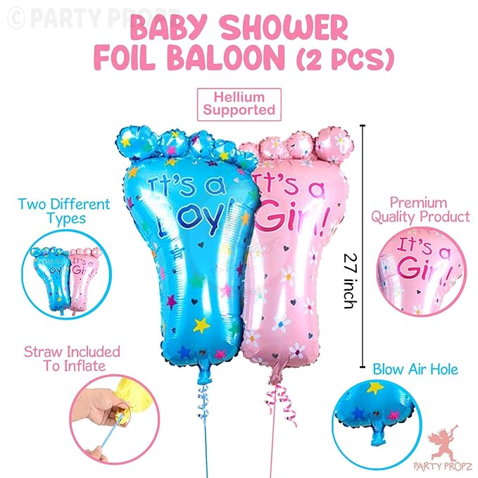 Party Propz Baby Shower Decoration Items Set - 59Pcs Banner, Balloons, Photo Booth Props, Sash - Baby Shower Decorations Materials for Mom to Be Maternity Photoshoot - Home KIT