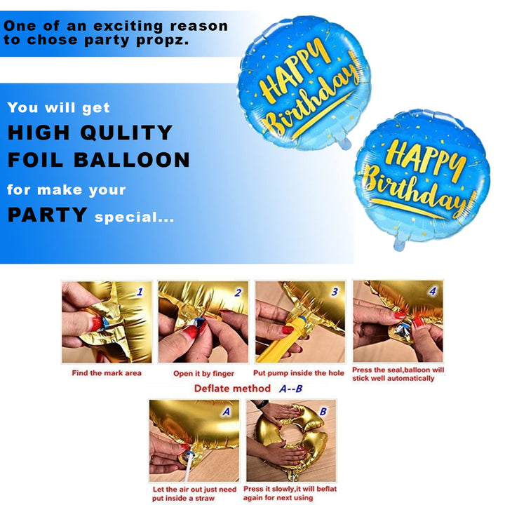 Party Propz Birthday Decoration Items - 44 Pcs, Happy Birthday Decorations For Boys | Birthday Decoration Items For Boy, Husband | Birthday Decoration Kit | Foil, Metallic, Birthday Banner(Cardstock)