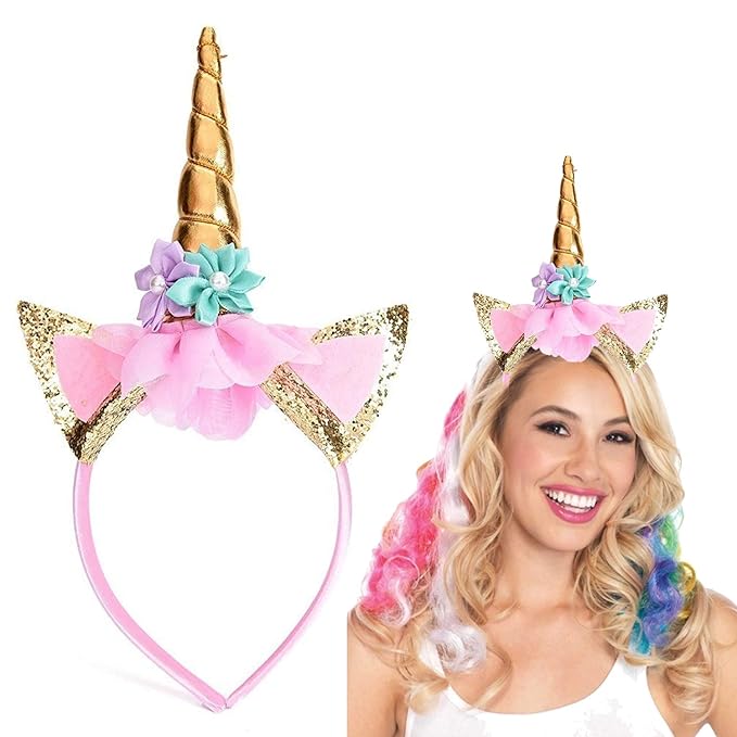 Party Propz Unicorn Hair Band For Girls - Hairband For Kids | Unicorn Headband | Unicorn Gifts For Girls | Unicorn Party Accessories For Girls | Unicorn Birthday Decorations For Girls