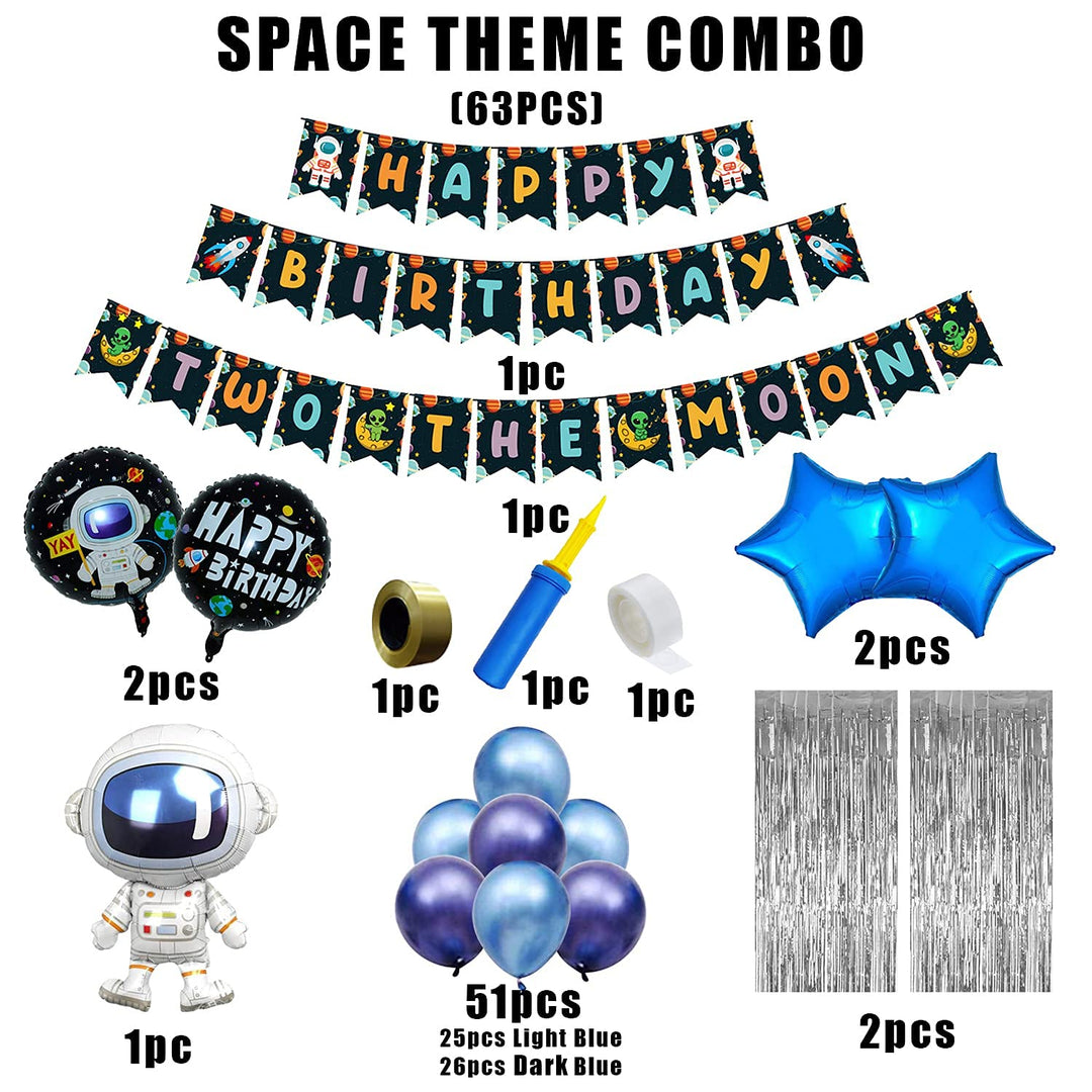 Party Propz Space Theme Birthday Decoration-63Pcs Combo,2Nd Birthday Decoration For Boys|Astronaut Theme Birthday Decoration|Space Birthday Theme Decoration|Solar System Decoration