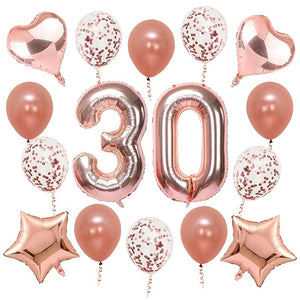 30th Birthday Decoration Set – Rose Gold Balloons & Foil Combo for Women & Girls