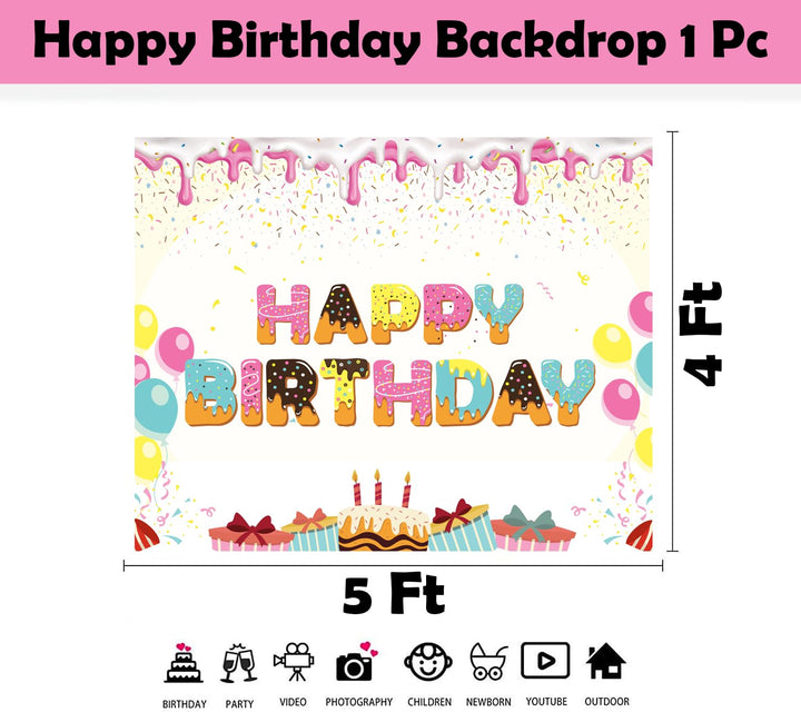 Party Propz Birthday Backdrop for Decoration - Backdrop for Decoration (4x5 Ft, Flex) | Birthday Decoration Items | Backdrop for Birthday Decoration | Happy Birthday Banner for Kids