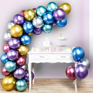 Party Propz Multicolor Chrome Balloons Combo - 30Pcs Chrome Balloons for Birthday | Balloons for Party
