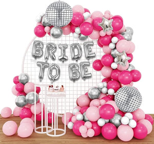 Party Propz Bride To Be Decoration Set Combo -51Pcs Bachelorette Party Decorations | Bridal Shower Decorations Kit | Pink Balloons For Decoration | Bride To Be Sash and Crown | Confetti Balloons