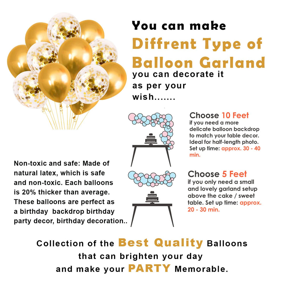 Party Propz Elegant Birthday Decoration Items - Set of 8 Golden Balloon Decoration for Birthday | Foil Balloons for Birthday | Happy Birthday Foil Balloon | Birthday Decoration Kit
